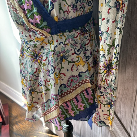 Stunning 100% silk Nicole Miller studio hooded blouse/cover up excellent vintage - Picture 5 of 10